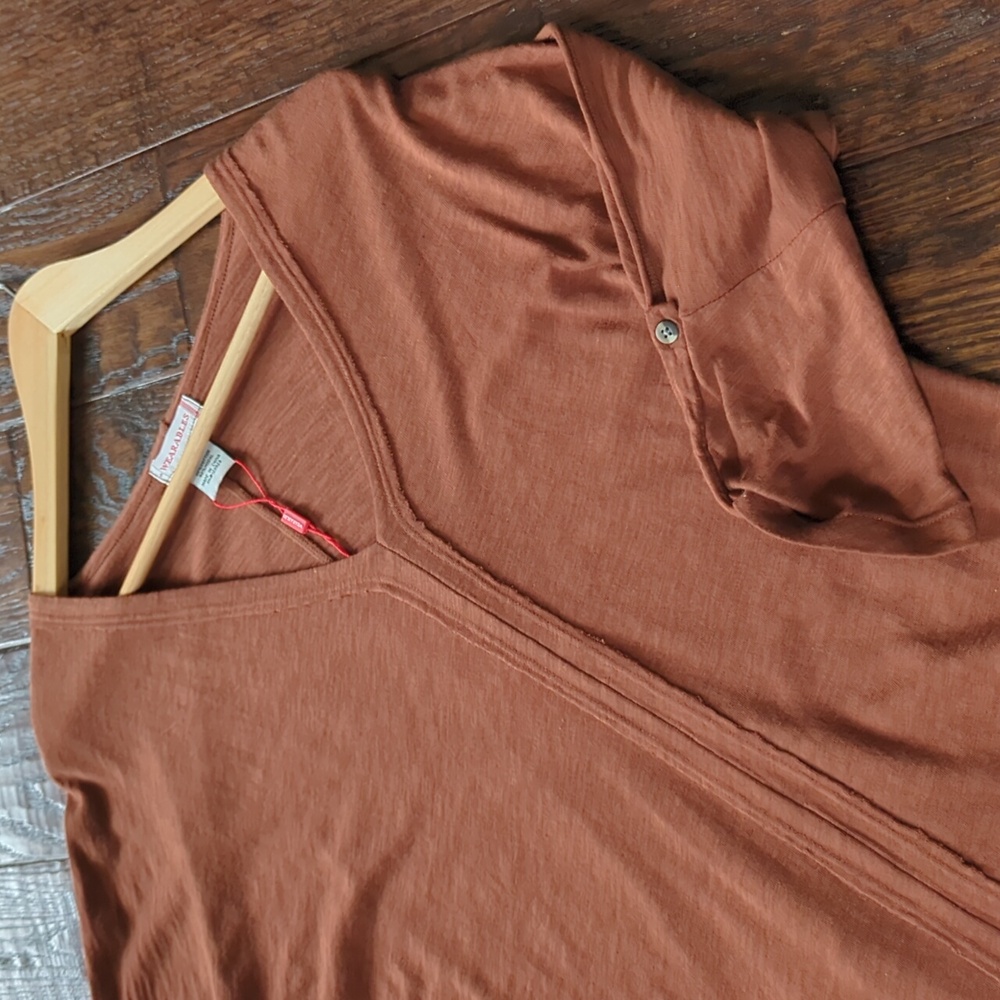 WEARABLES XCVI I NWT Sumac Pigment Rust V-Neck Midwest 3/4 Sleeve Shirt Top, S - Picture 1 of 14